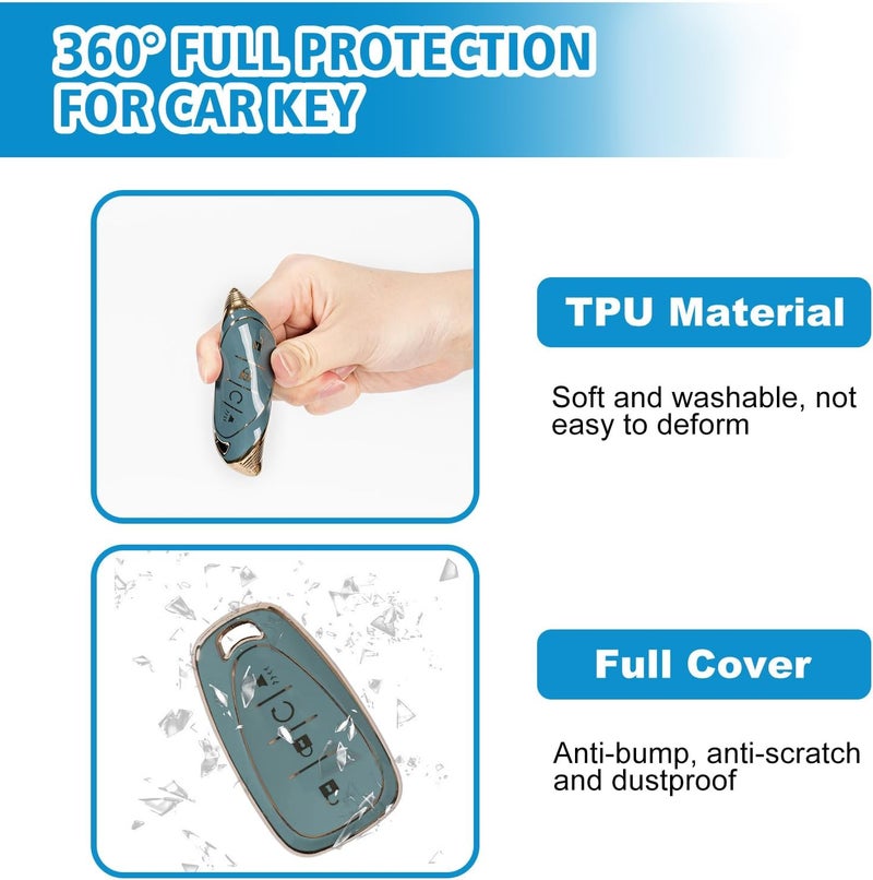 Rislobx Key Fob Cover Fit for Chevy Key, Car Key Case Protector for Volt Bolt Spark Equinox Traverse Trax (4 Buttons Blue) - Image 5